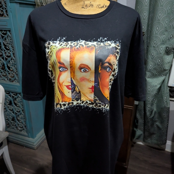 Halloween Black Graphic T-Shirt with Colorful Sister Sublimation Print. XL - Picture 1 of 2